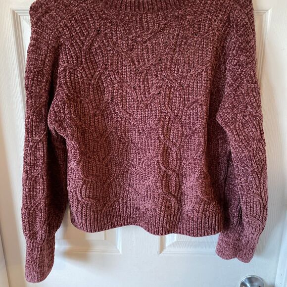 Pink Rose Sweater Women’s Size Medium Purple Pullover Loose  Knit Long Sleeve - Picture 7 of 9